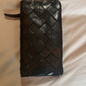 Black Woven Leather Wallet
